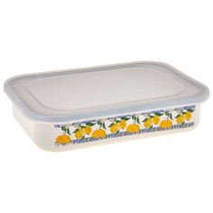 Контейнеры для СВЧ и холодильника лоток HITT Лимонная мозаика 2,5л 28х20х5,3см с крышкой эмал.сталь,пластик