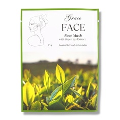 Маски для лица GRACE FACE Тканевая маска для лица увлажняющая и тонизирующая с экстрактом зеленого чая 25