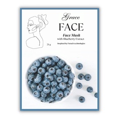 Маска для лица GRACE FACE Тканевая маска для лица Увлажняющая и Тонизирующая с экстрактом черники 25.0