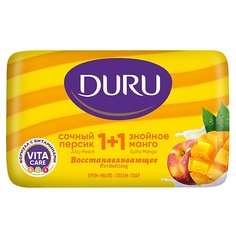 Мыло твердое DURU Туалетное крем-мыло 1+1 Сочный персик & Знойное манго 80