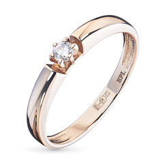 Кольцо из красного золота с бриллиантом э0201кц02159400 ЭПЛ Даймонд