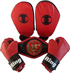 Набор боксерский RealSport ЛИДЕР (перчатки, лапы, пояс чемпиона)