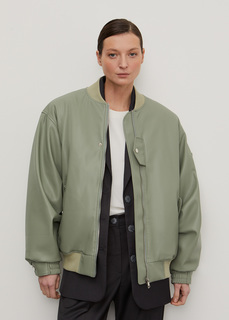 Бомбер укороченный из экокожи NICEONE [Оливковый, S]