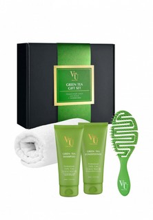 Набор для ухода за волосами Von U подарочный корейский / Для окрашенных и натуральных волос / Шампунь 200 мл + Кондиционер 200 мл + Расческа+ Полотенце / Green Tea Gift Set