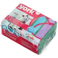 Губка для посуды, 5 шт, Макси, 10х7х2.9 см, York, 030040