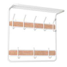 Вешалка настенная 8 крючков, 2-х ярусная, с полкой, 60х22х57.5 см, сталь, ЗМИ, ВСП 22В Б, белая ZMI