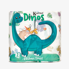 Бумажное полотенце KARTIKA Полотенца бумажные кухонные "Динозавры" 2 слоя 2