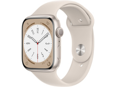 Умные часы APPLE Watch Series 8 GPS 45mm Starlight Aluminum Case with Starlight Sport Band - M/L