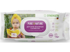 Влажные салфетки Synergetic Pure & Nature 0+ Алоэ вера и нежный хлопок 90шт 4610080724213