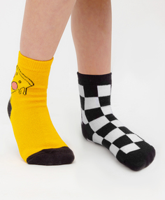 Комплект носков средней длины желтого и черно-белого цвета, 2 пары Button Blue