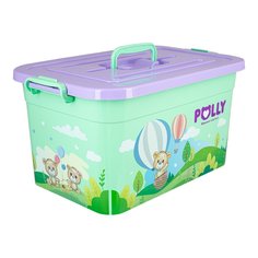 Ящик для игрушек 15 л, с крышкой, Полимербыт, Polly, 4381120