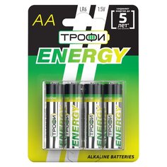 Батарейка Трофи LR6-4BL ENERGY Alkaline 4 шт, Б0017046