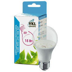Лампы для растений лампа светодиодная для растений VKL electric A95 15Вт E27 220V пластик