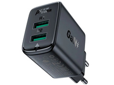 Зарядное устройство Acefast A33 QC18W USB-A+USB-A Black AF-A33-BK