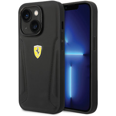 Чехол-накладка Ferrari Leather Stamped sides Hard для iPhone 14 Pro, кожа/поликарбонат, черный