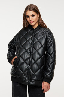 куртка женская Куртка-бомбер oversize стеганая из искусственной кожи Befree