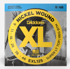 D&#039;ADDARIO EXL125 NICKEL WOUND SUPER LIGHT TOP/ REGULAR BOTTOM 9-46 струны для электрогитары, никелированная сталь, 9-46 D'addario