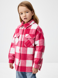 Куртка-рубашка в клетку для девочек (розовый, 110) Sela