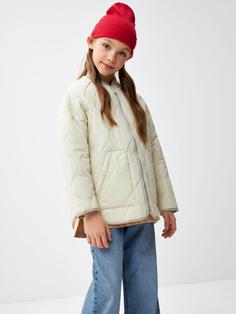 Базовая стеганая куртка для девочек (белый, 122) Sela