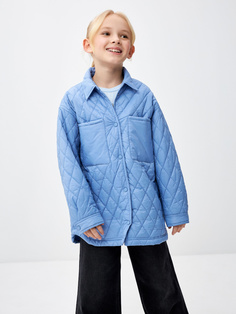 Утепленная куртка-рубашка для девочек (голубой, 152) Sela