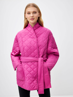 Стеганая куртка-кимоно с поясом (розовый, XS) Sela