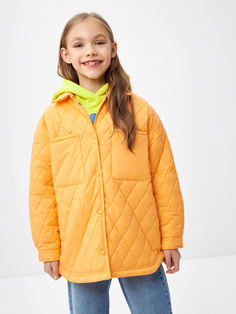 Утепленная куртка-рубашка для девочек (оранжевый, 134) Sela