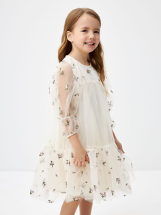 Нарядное платье с вышивкой для девочек (белый, 92) Sela