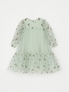 Нарядное платье с вышивкой для девочек (зеленый, 92) Sela