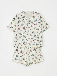 Трикотажная пижама с принтом для девочек (белый, 122-128) Sela