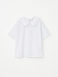 Трикотажная футболка с воротником для девочек (белый, 164) Sela