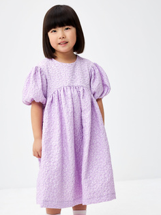 Жаккардовое платье с пышными рукавами для девочек (фиолетовый, 98) Sela