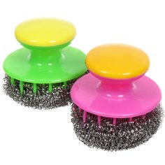 Мочалка для посуды металл, 2 шт, с ручкой, Марья Искусница