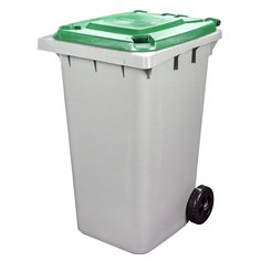 Бак для мусора пластик, 240 л, с крышкой, с колесами, 55.5х76х106 см, серо-зеленый, Альтернатива, М5937 Alternativa