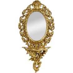 Зеркало настенное Glasar с полочкой золото 18х9х35 см ГЛАСАР