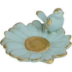Блюдо для колец Glasar с птичкой голубая 12х12х6 см ГЛАСАР