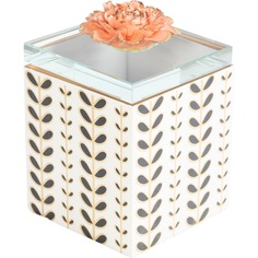 Коробка D-L C L деревянная со стеклянной крышкой и фарфоровым цветком 14х14х21 см