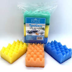 Губка бытовая Прайд с чистящим слоем 9х6х3,5 см 3 шт