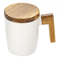 Кружки кружка SIJ Scandy Wood 350мл с деревянной крышкой и ручкой фарфор