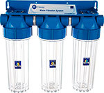 Сборка из трех прозрачных корпусов для холодной воды Aquafilter 10SL, 3/4, FHPRCL34-B-TRIPLE, 467