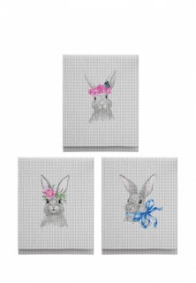 Набор полотенец кухонных Унисон вафельных 45х60 (3 шт.) Rabbit