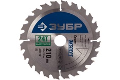 Диск пильный Зубр Быстрорез 36901-210-30-24 по дереву 210 x 30мм 24Т