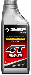 Масло Зубр Extra 70610-1 4Т-10W30 полусинтетическое для 4-тактных двигателей, 1 л