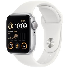 Смарт-часы Apple Watch SE 44 мм 2022 серебристый, M/L спортивный ремешок