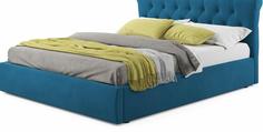 Мягкая кровать Ameli 1800 синяя с подъемным механизмом Bravo