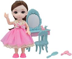 Кукла шарнирная Малышка Лили,игровой набор туалетный столик Funky Toys