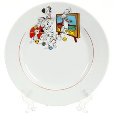 Тарелка десертная, керамика, 20 см, круглая, Идиллия Далматинцы, Добрушский фарфоровый завод, 4С0803/1Ф34