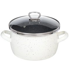 Кастрюля эмалированная сталь, 4 л, с крышкой, крышка стекло, Сантэкс, Гранит цветной, 1-2440111, индукция САНТЕКС