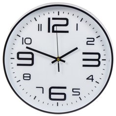 Часы настенные, 30х30х4 см, круглые, пластик, белые, Модерн, Y4-5203