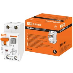 Дифференциальный автоматический выключатель TDM Electric, АВДТ 63, 40 А, С, 100 мА, SQ0202-0008