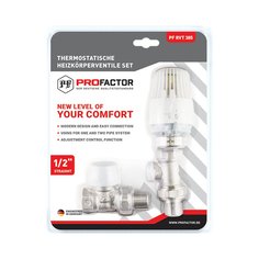 Комплект термостатический для радиатора, 1/2", прямой, ProFactor, PF RVT 385